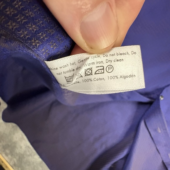 Eton Men's L Dark Blue Star Dobby Twill Contemporary Fit LS SEE DESCRIPTION - Picture 8 of 16